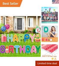 Delightful 16-Piece Birthday Yard Sign Set - Easy Install Outdoor Decorations
