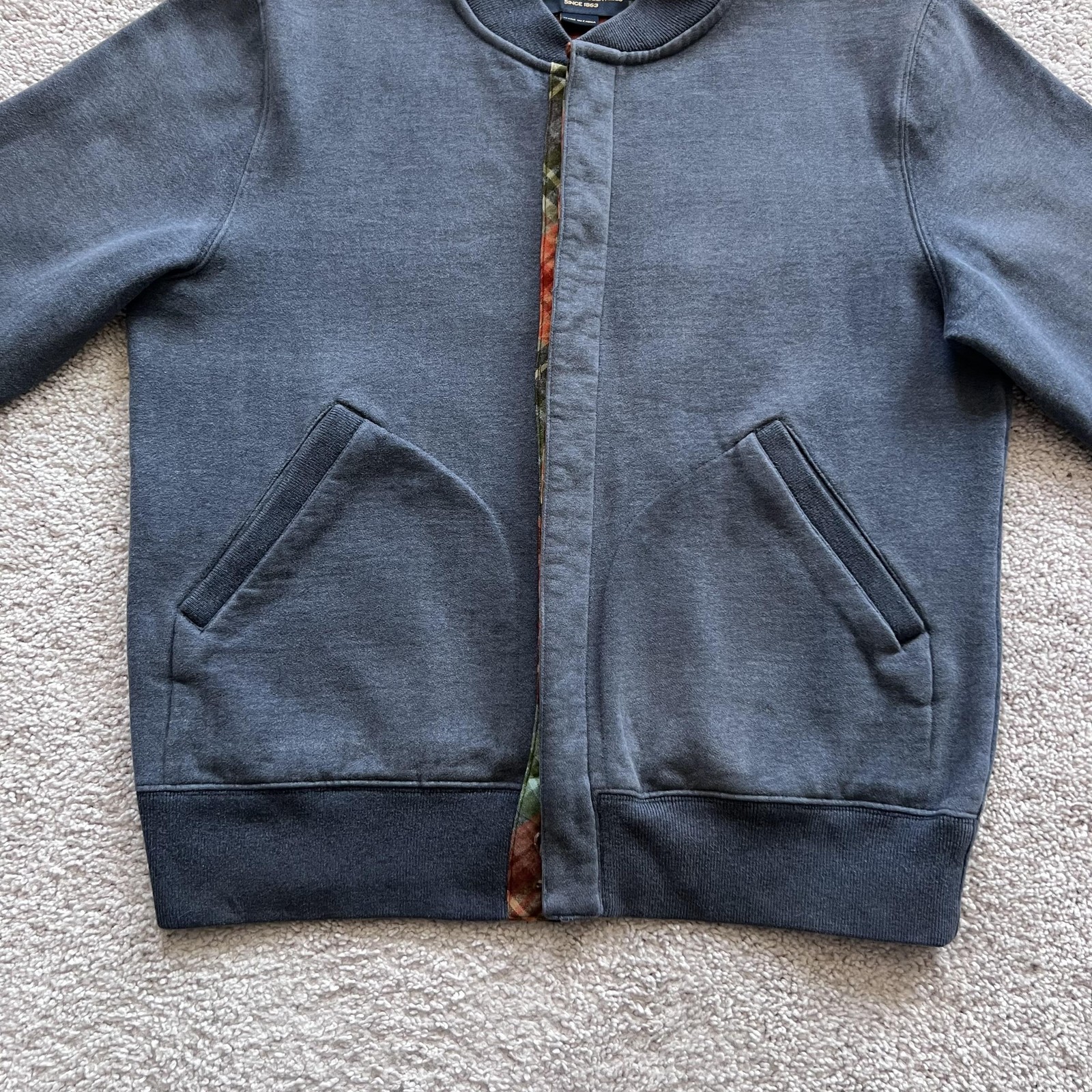 Pendleton Bomber Jacket Mens Medium Blue Knit Pla… - image 3