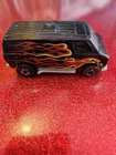 1974 HOT WHEELS Redline SUPER VAN Black with Flames DieCast METAL BASE Hong Kong