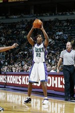 Michael Redd Milwaukee Bucks looks to pass at the perimeter at th- 2002 Photo