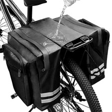 Bike Rear Rack Double Pannier Bag 30L Waterproof Bicycle Trunk Reflective Trim