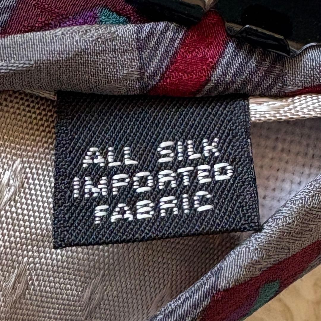 Givenchy Silk Geometric Pattern Tie Gray Bordeaux… - image 3