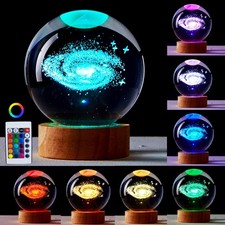 3.15 inch Galaxy Crystal Ball lamp,3D Solar System Crystal Ball Night Light w...