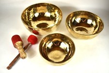 Large Singing Bowls Set of 3 - Polished - 5.5kg - Sound Therapy Meditation Klangm