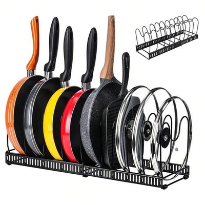 LivingAndHome Erweiterbar Topf & Pfanne Organizer Rack 10 Verstellbare Fächer