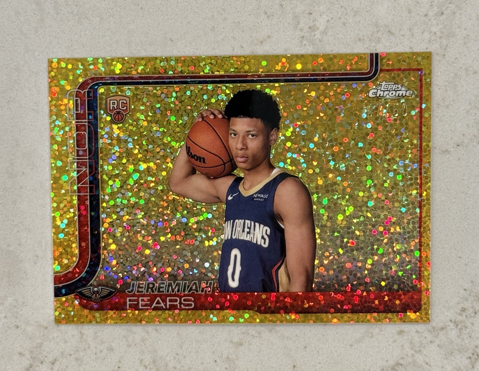 2025-26 Topps Chrome Jeremiah Fears RC GOLD SPECKLE Image Variation /50 SSP
