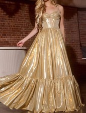 Jovani Shiny Corset Gown With Flared Skirt Size 4