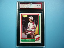 1986/87 O-PEE-CHEE NHL HOCKEY CARD #10 GREG ADAMS ROOKIE RC KSA 8.5 NM/MINT+ OPC
