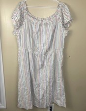 NWOT Lane Bryant Multicolor Stripped Linen Short Sleeve Midi Dress Plus 26/28