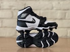 Nike Air Jordan 1 Mid Youth Cleat Sz 11C White Blk Football Baseball HF6883-101