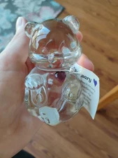 VTG Fenton Art Glass February Birthstone Bear w/ Purple Amethyst Heart