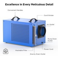 Airecoler 170 Pint Dehumidifier Crawlspace and Basement Up to 7500 Sq Ft