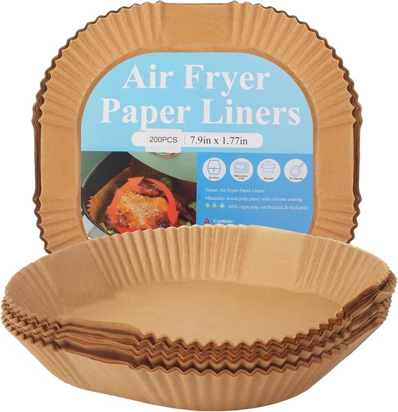 200 StüCk Backpapier FüR HeißLuftfritteuse, 20-24Cm Airfryer Backpapier Eckig, F-image