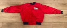 Budweiser-  King of Beers  Red Satin Bomber Jacket XL  Vintage 1980's 