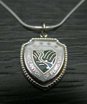 Vintage Sterling Silver Grand Canyon Pennsylvania Pendant Snake Necklace 18 inch
