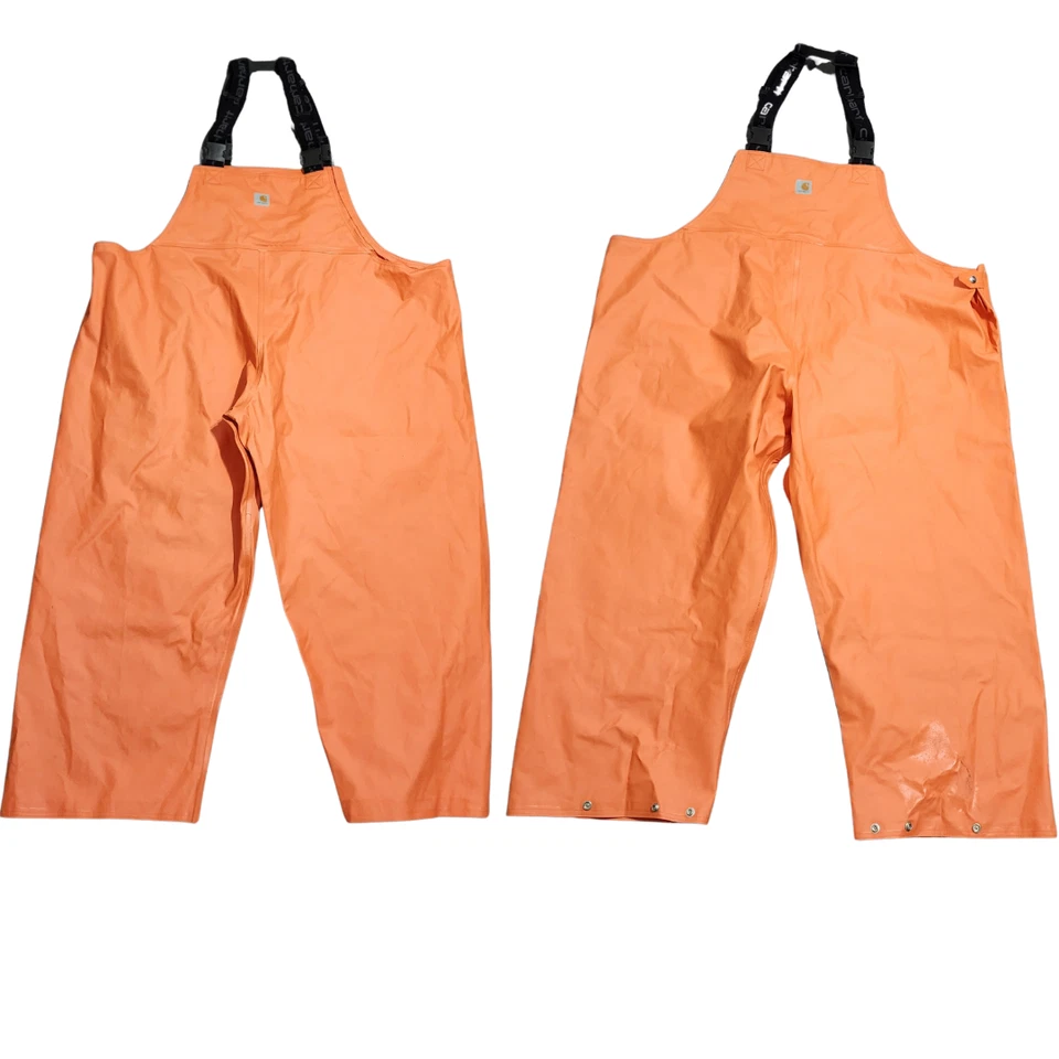 Carhartt Mens 4XL Orange Belfast Waterproof PVC Rain Coat & Bib Overall Pants - Image 3 of 4