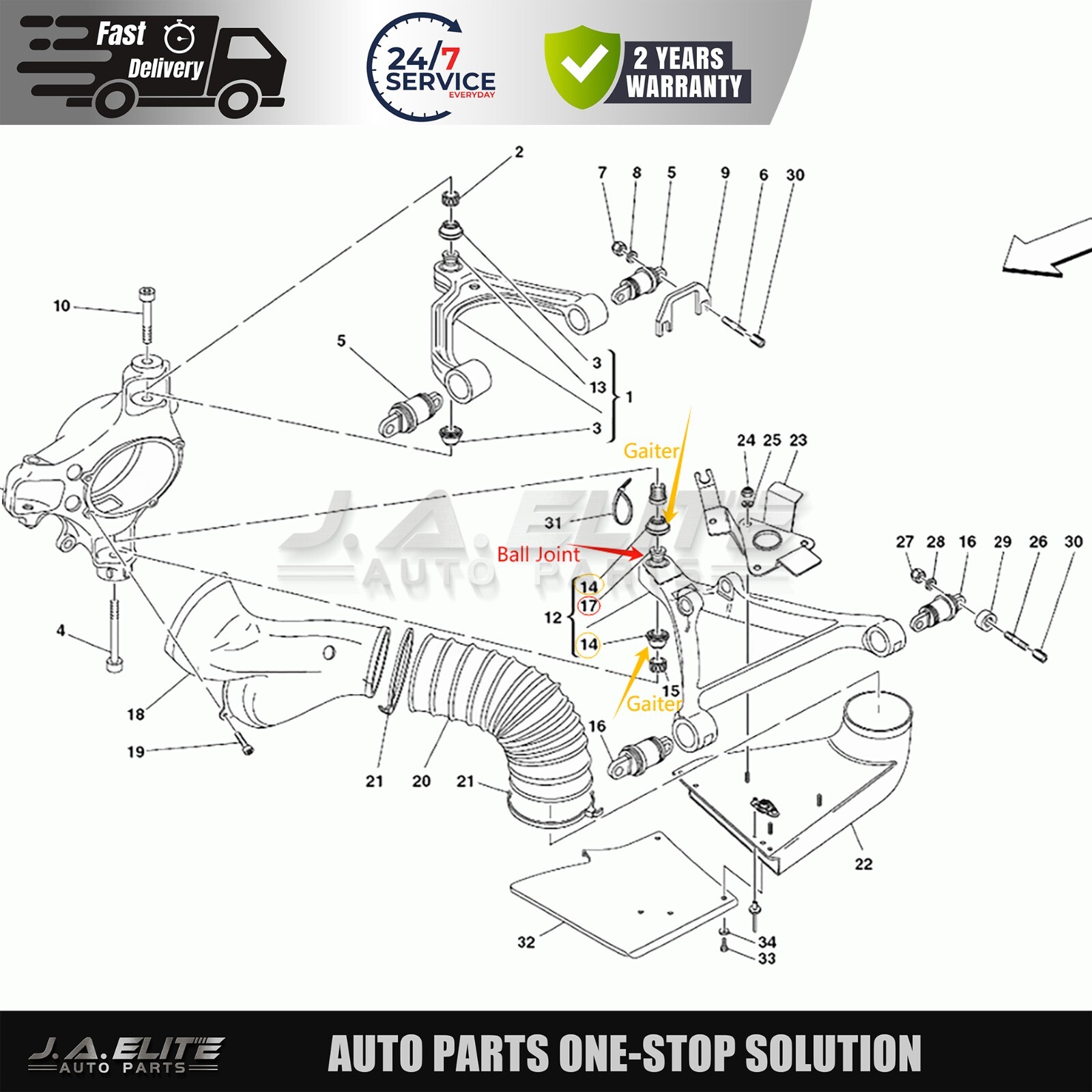20pcs Front or Rear Lower Control Arm Bushing Kit fit Ferrari 430, 360