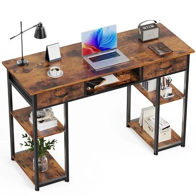 HOMEFLA JHK 48 inch Home Office Small Computer Desk Small Table with 3 Fabric Drawers