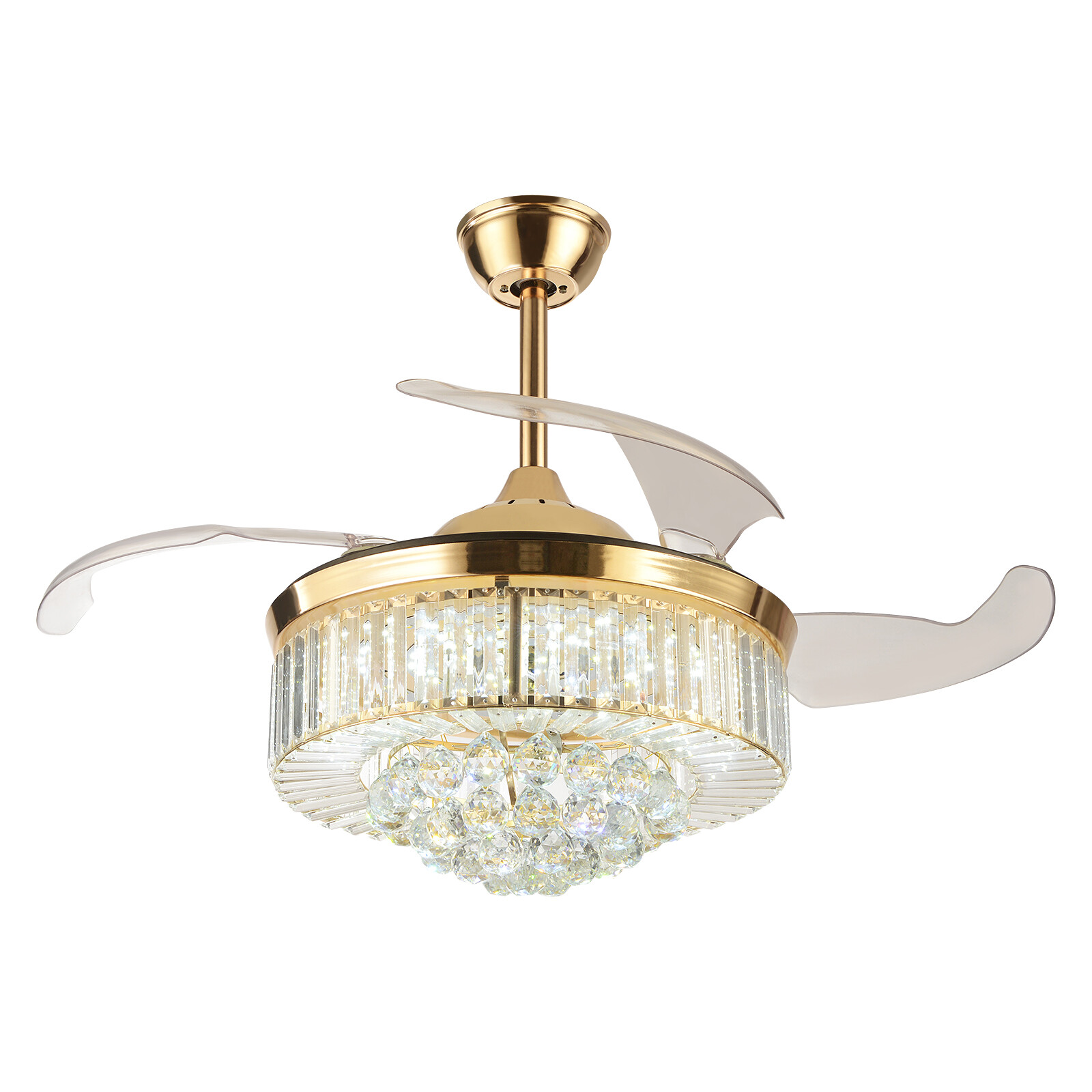 3-Color Crystal Chandelier, Ceiling Fan Light, Ceiling Fan Light with Remote
