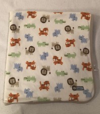 Carters Baby Infant Blanket Roar White Tan Lion Tiger Alligator Jungle Print