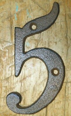 Rustic BROWN Cast Iron Metal House Numbers Street Address 4 INCH Phone #'s 5