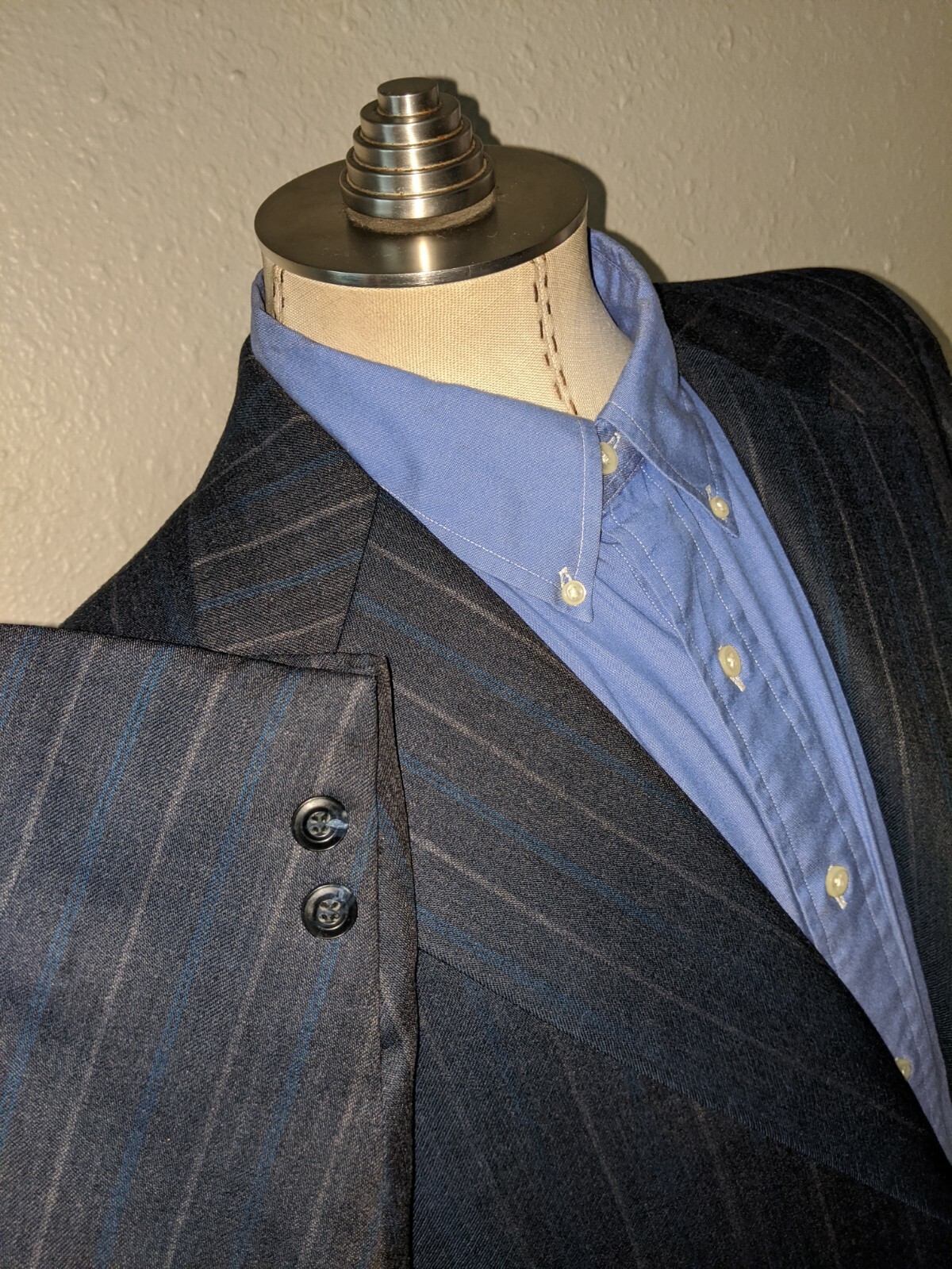 FILA Giacca blazer cappotto 44R vintage anni 60 70 canottaggio righe twill tweed lana blu
