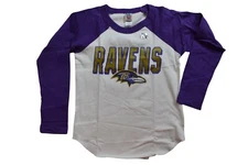 Junk Food Youth Baltimore Ravens Football Raglan Shirt New XS-XL