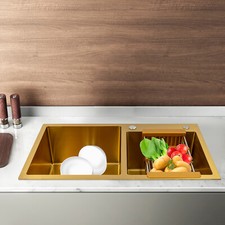 Gold Undermount Kitchen Sink, 80 45 cm Stainless Steel Kitchen Sink Double Bowls