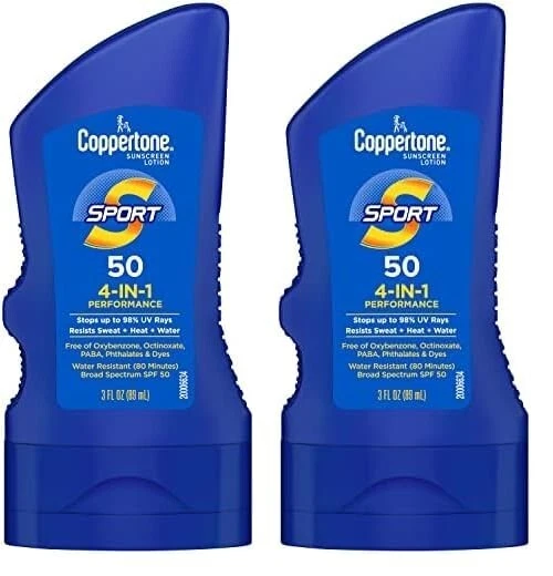 Loción de protección solar hidratante deportiva FPS 50 Pack de 2 - Resistente al agua y confiable Foto 3 de 4
