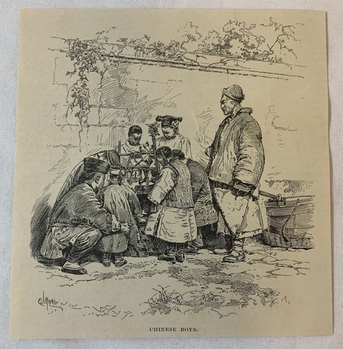 1888 magazine engraving~ CHINESE BOYS - 第 1/1 張圖片
