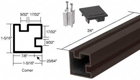 CRL 6407324 Duranodic Bronze 24" Corner Aluminum Counter Post - Picture 2 of 4