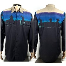 Roper Vintage Shirt Mens Size MEDIUM USA Border Western Cowboy MADE IN USA VGC