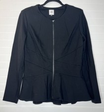 CABI Crisscross Jacket Peplum Blazer Full Zip Ponte Knit 5850 Black Size S