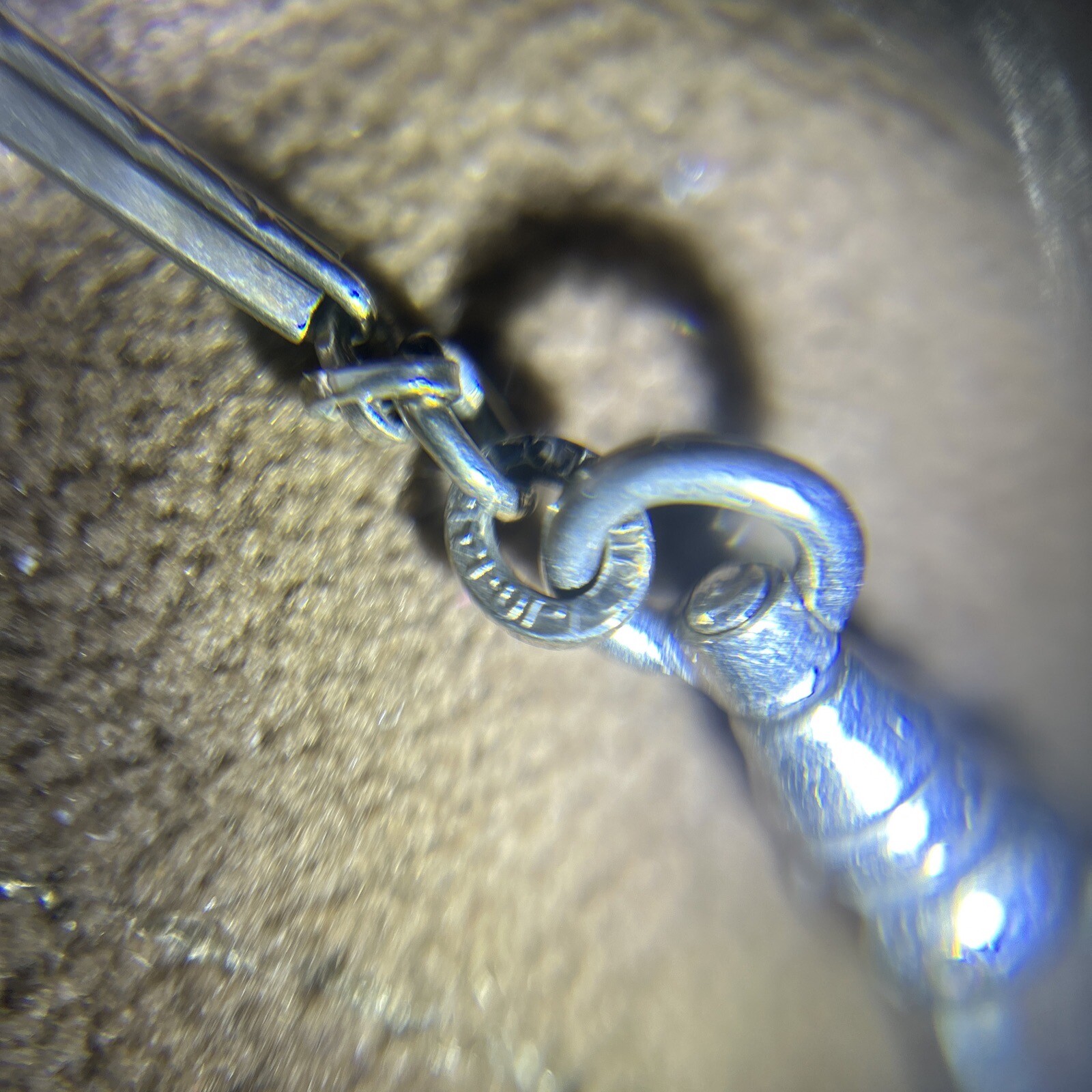 Vintage Pocket Watch Chain White Gold Filled Silver Tone Ridged Watch