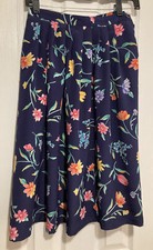 Vintage Alfred Dunner Navy Floral Pleated A Line Skirt Size 8 Petite