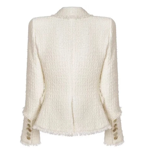 Women L'AGENCE Collared One Button Tweed Coat Top - Picture 5 of 10