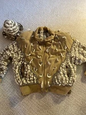 NORMA Canada Vintage 1980s Beige Suede Hand Knit Zip-up Jacket