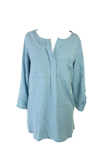 Studio M Baby Blue Roll-Tab-Sleeve Tunic Top M
