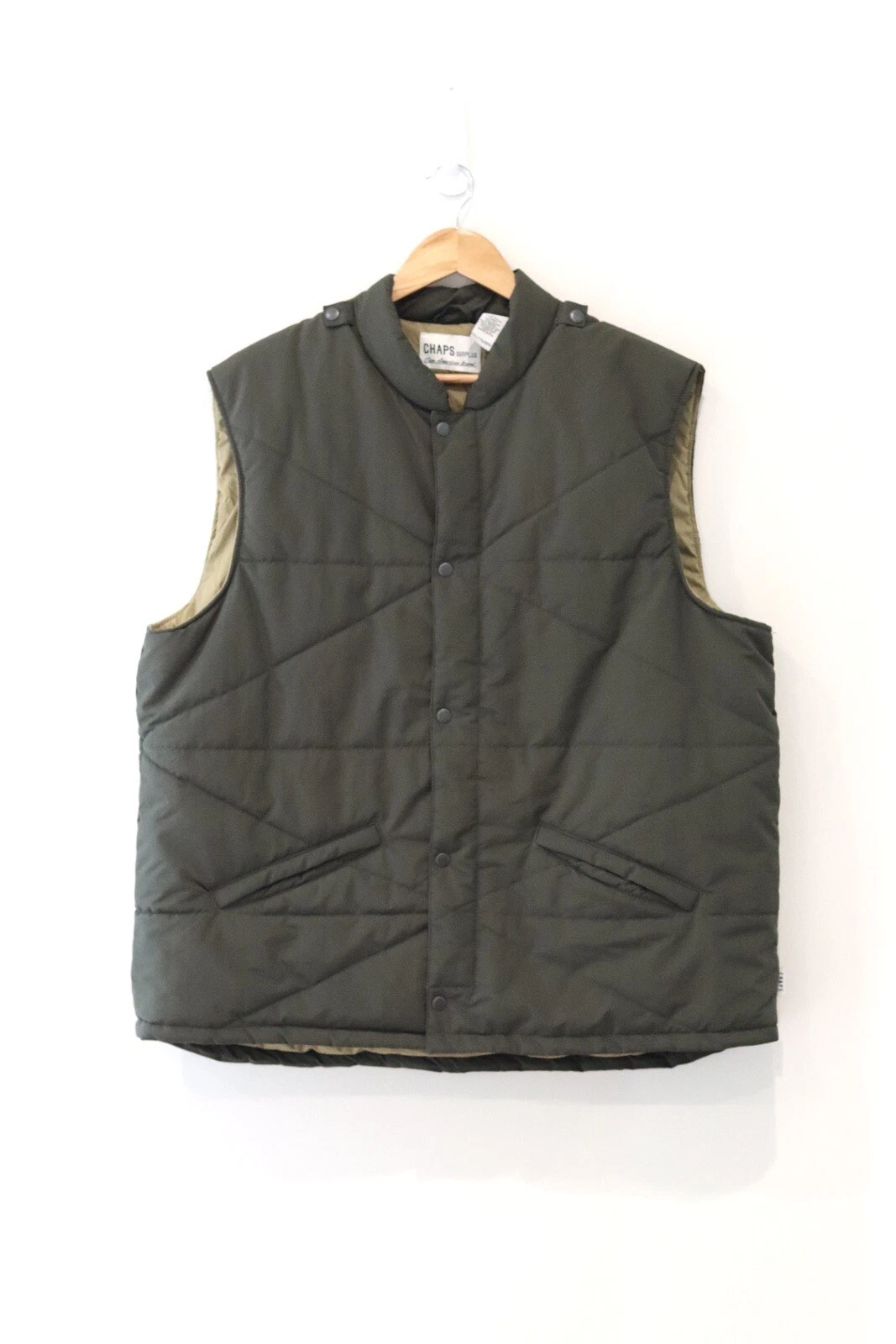 Chaps Vintage Quilted Outdoor Vest Full Zip Army Green Jacket Men's XXL