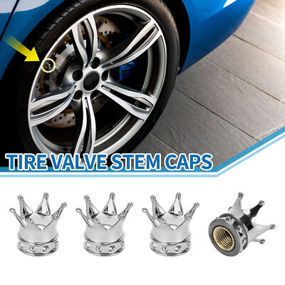 12.8MM Car Tire Valve Stem Caps Wheel Valve Cap Silver Tone for Car Bike RV 4pcs