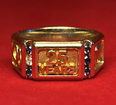 Fine 14K Yellow Gold '25 Years' Five-Sided Ring Size 7