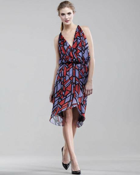 robert rodriguez silk dress 112 Robert Rodriguez Stained glass print silk dress red lavender size 2  NWOT