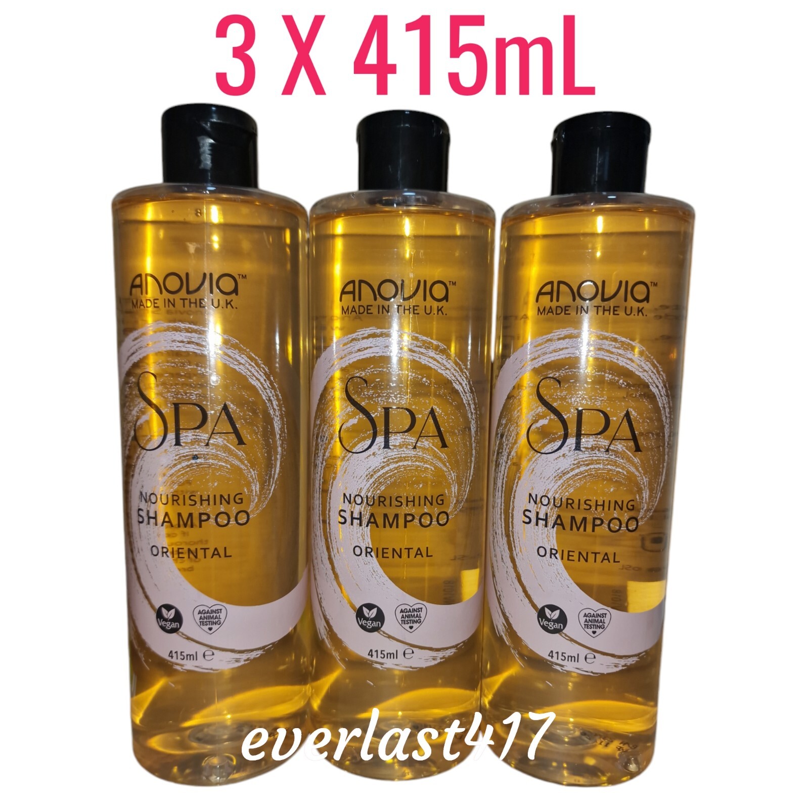 Anovia Spa Nourishing Shampoo Oriental Vegan 3x 415ml Gentle cleansing bottles