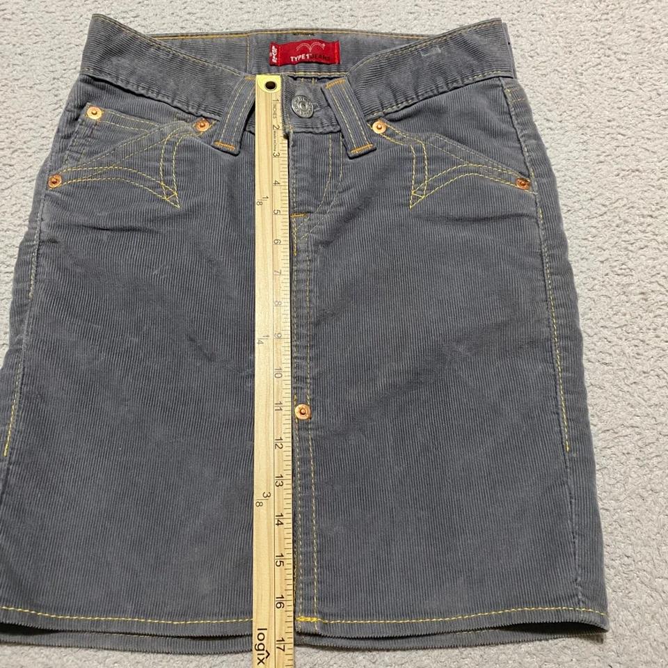 Levi's Mujer XS Falda Gris Pana Western Tipo 1 Lápiz Recto Foto 2 de 4