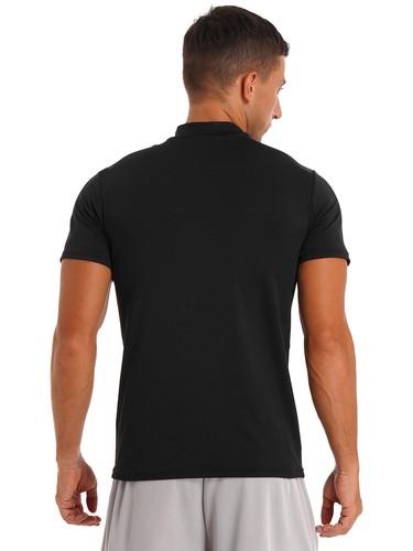 Mens T-Shirt Mock Turtleneck Solid Short Sleeve Pullover Basic Undershirt Top - Picture 6 of 51