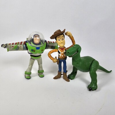 Toy Story Buzz Lightyear Woody Rex Thinkway Mini Figure Bundle Lot 3.5''