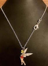 Disney .925 Sterling Silver 22" Necklace with Red Dress Tinker Bell Charm NEW