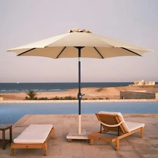 9FT Outdoor Patio Umbrella Outdoor with Push Button Tilt and Crank 8 Sturdy Ribs