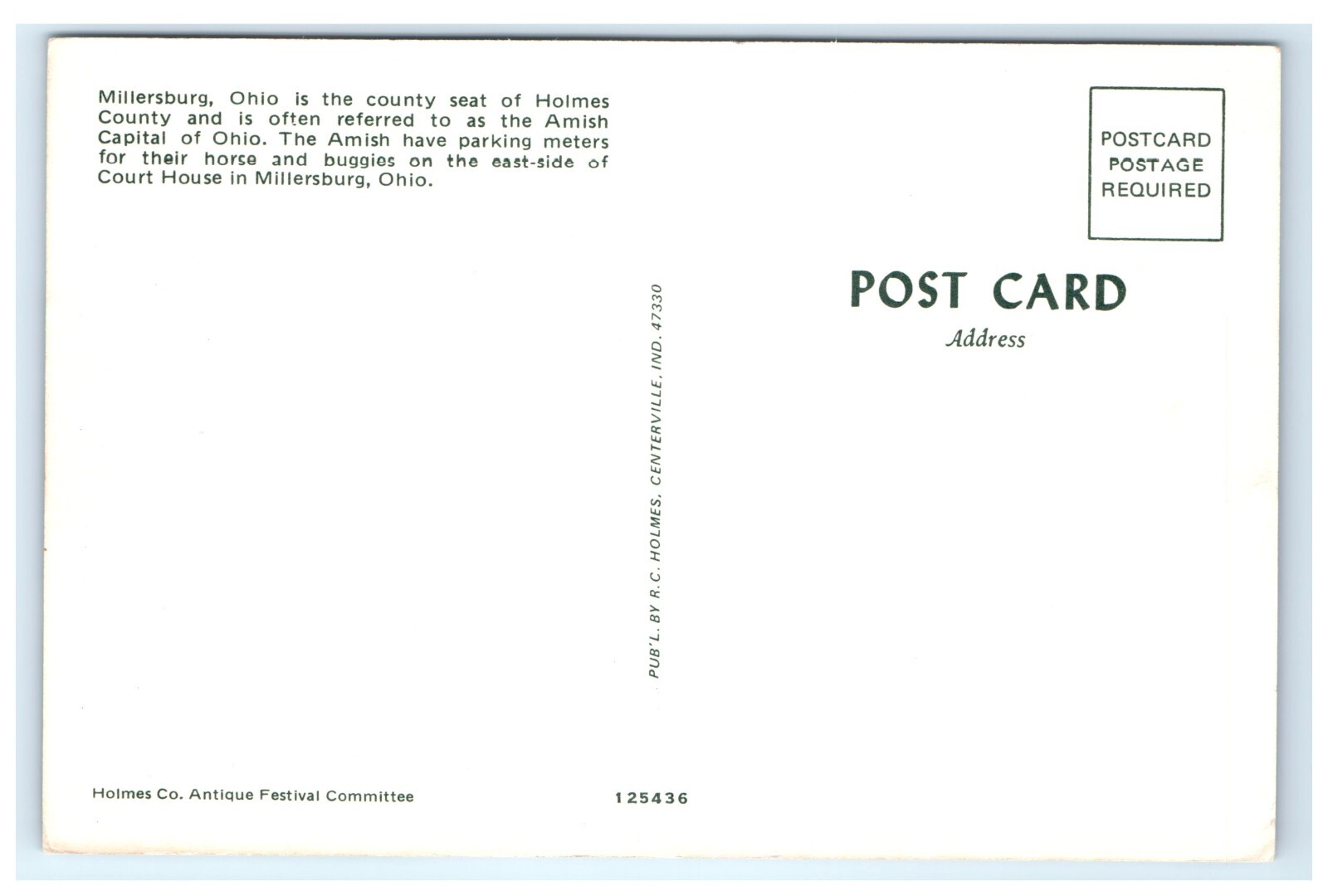 Parked Amish Horse Buggy Millersburg OH Postcard eBay