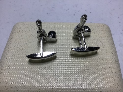 Vintage, bowling ball & Pin Silver Tone Dodds CuffLinks - Picture 3 of 6
